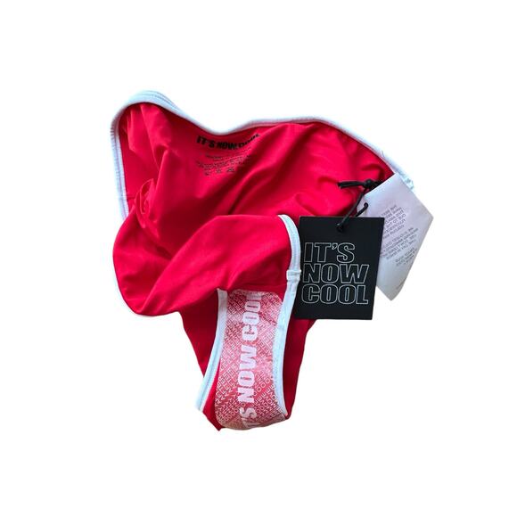 Its Now Cool Waisted Duo Bikini Briefs Stretch Nylon Red White Contrast Size 8 - Picture 10 of 11